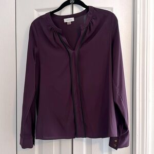 Calvin Klein, purple blouse with gold detailing. Size small.